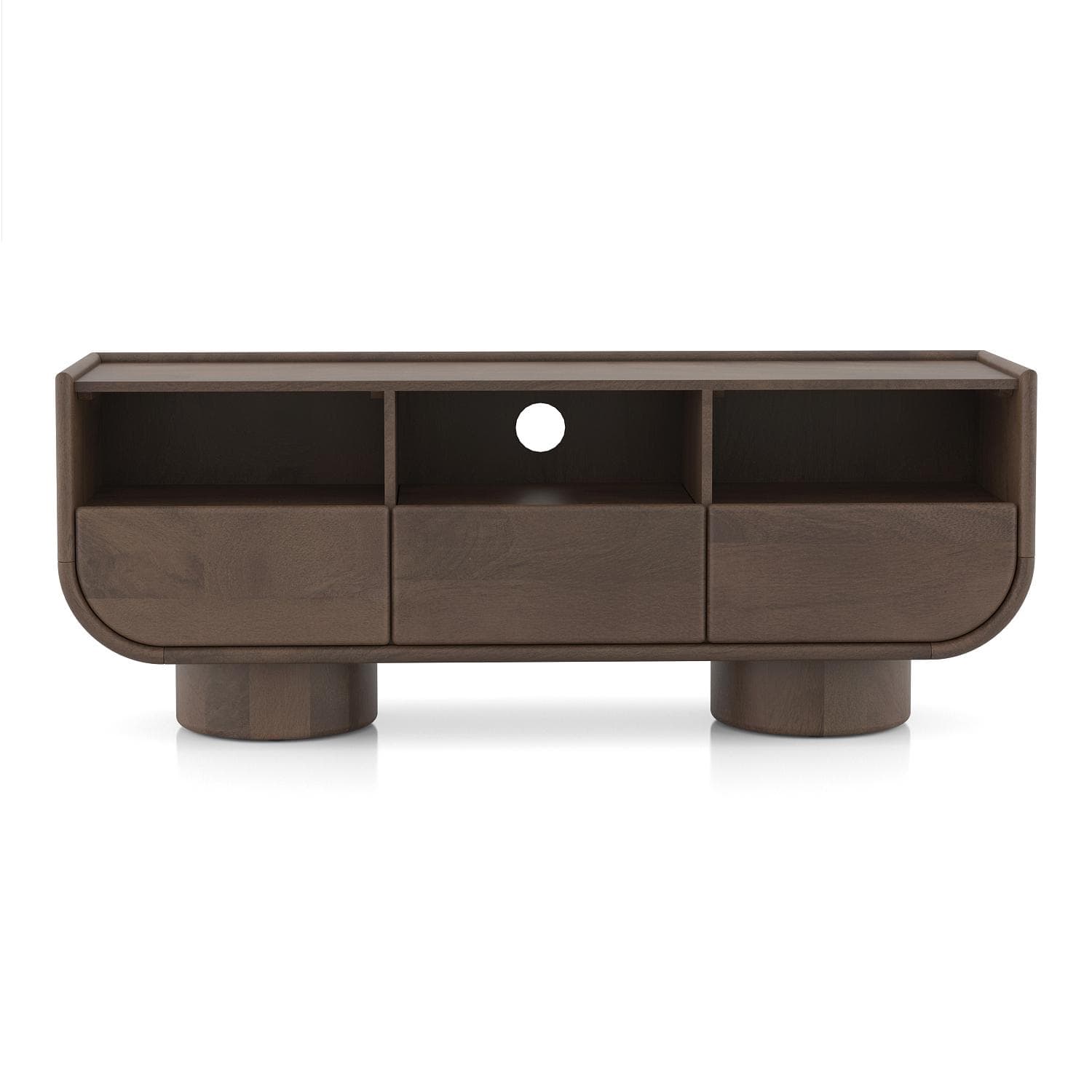 Nura Solid Wood TV Cabinet In Danish Walnut Finish