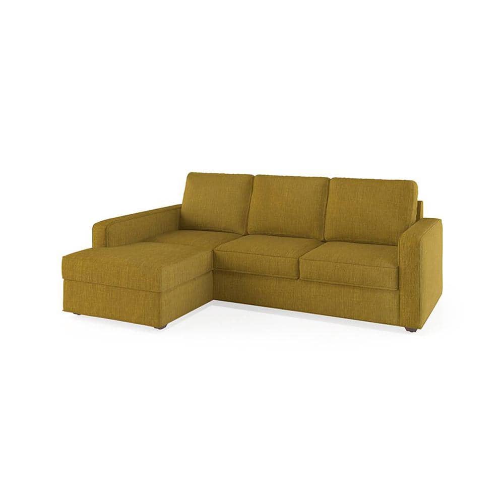 Apollo Compact Sofa (Colour : Olive Green, Cushion : Hard, Back Type : Regular, Seating Capacity : Left Aligned 2 Seater + Left Aligned Chaise + Ottoman)