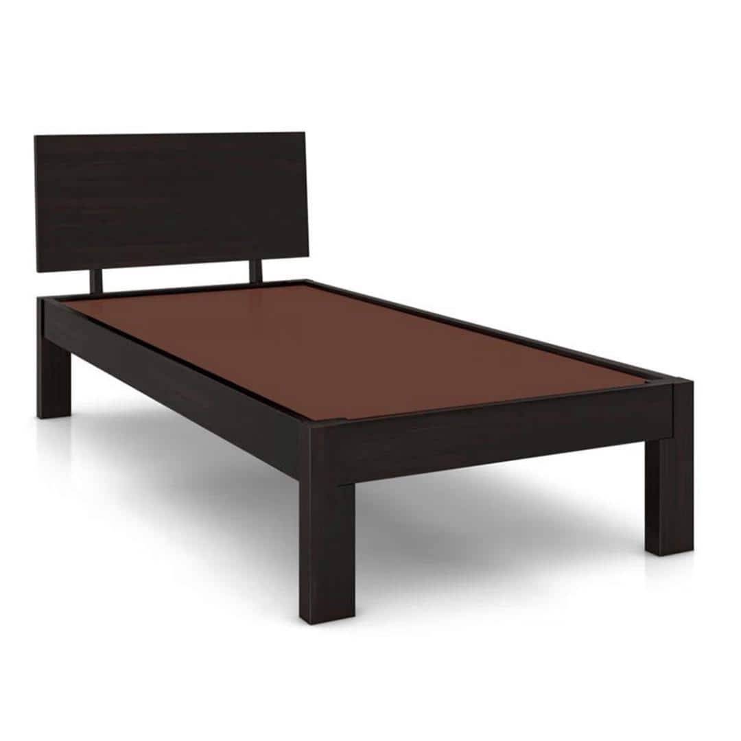 Boston Solid Wood Single Size Bed In Mahogany Finish