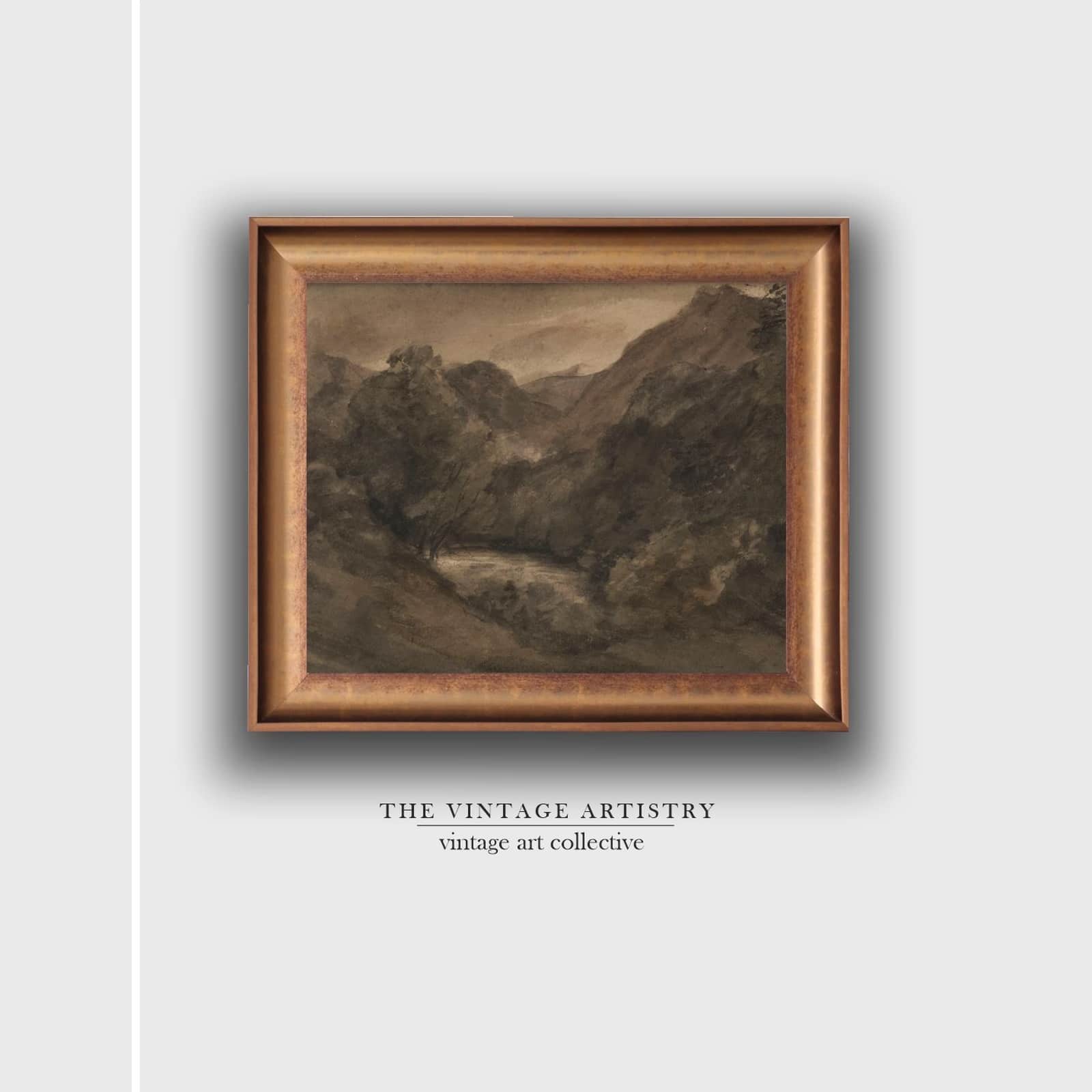 Artistry Brown Grey Printed Antique Scenery Drawing Canvas Wall Prints Set of 1 Multicolor Matte