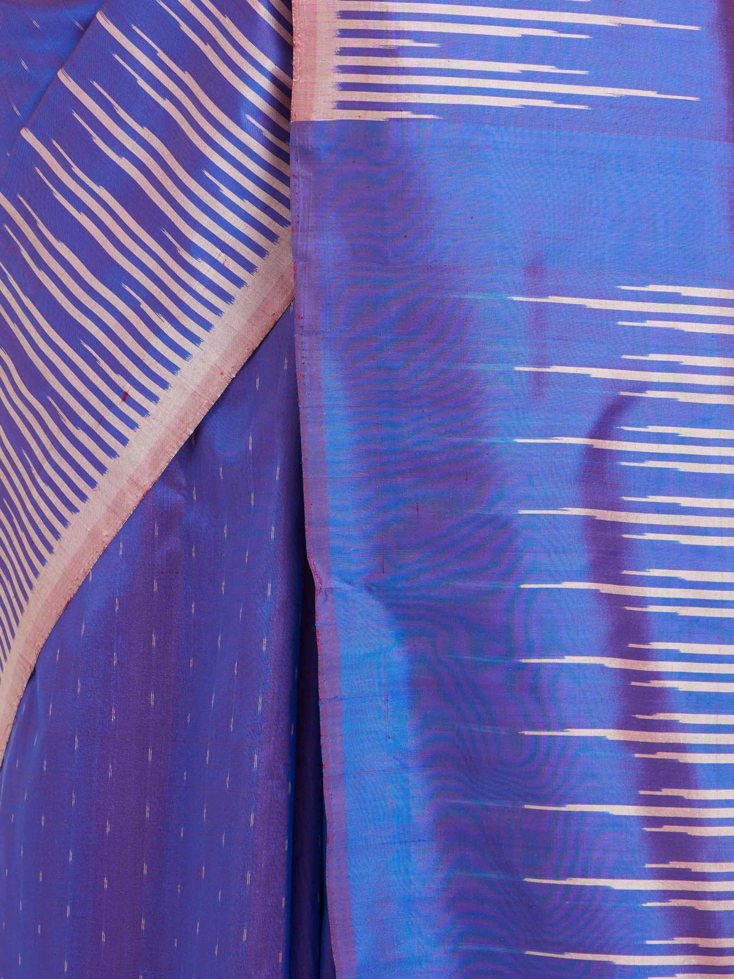 Blue Pochampally Single Ikat Saree