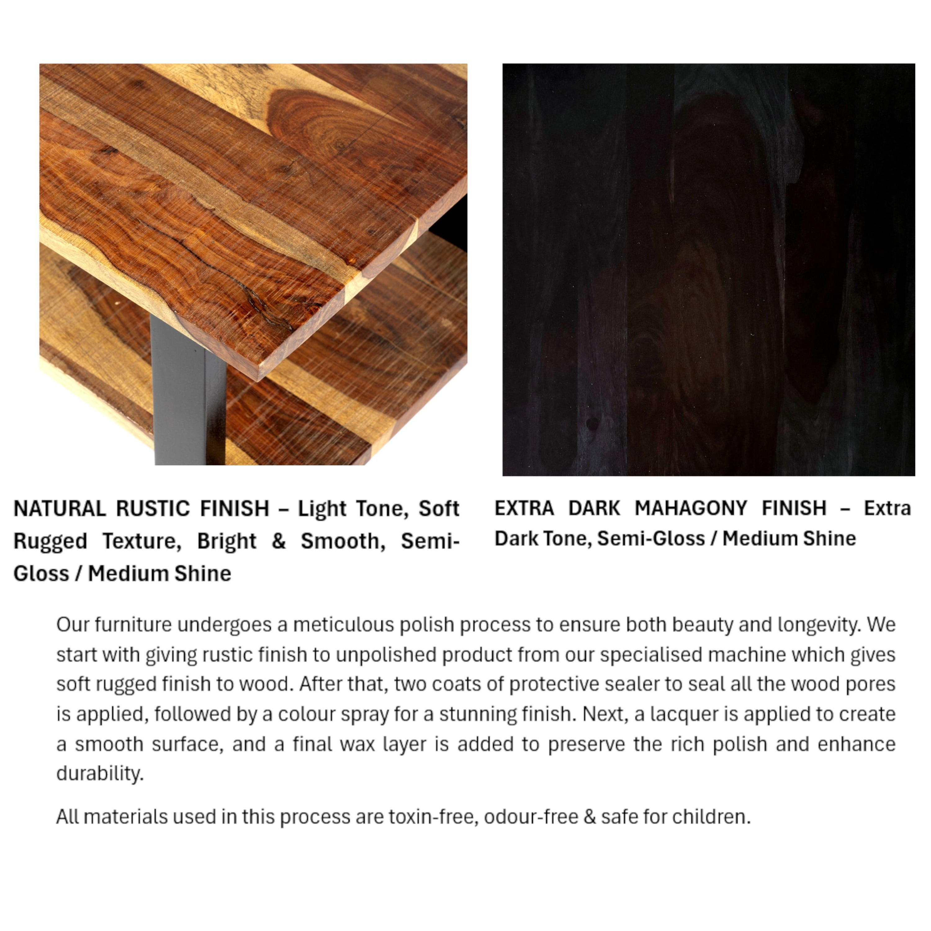 Aroda Sheesham Wood Coffee Table In Natural Rustic Wood Finish