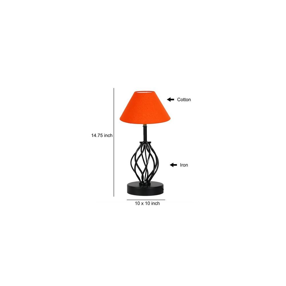 Jocelyn Orange cotton Table lamp with Iron Base