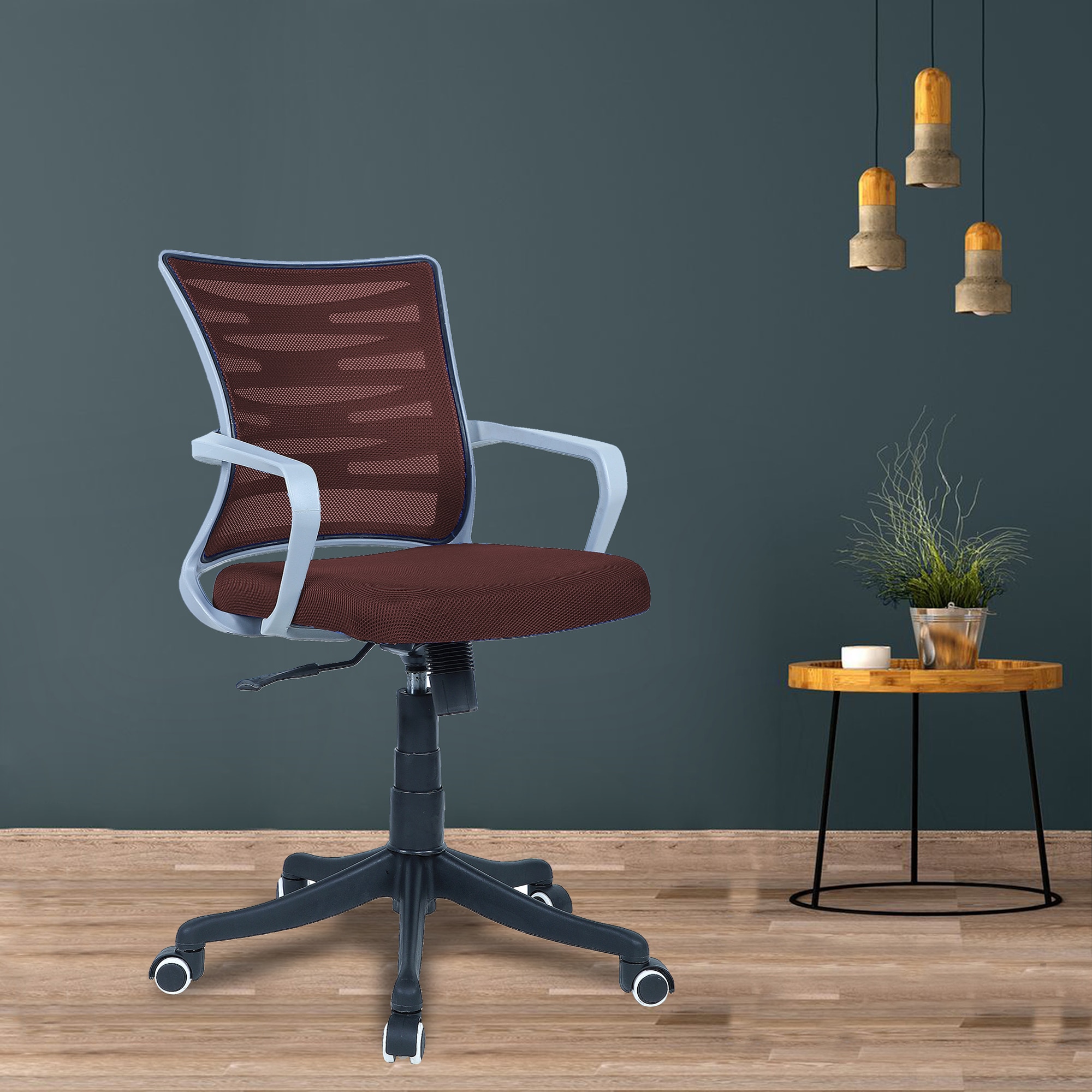 Xxeana Mid Back Ergonomic Chair in Brown Colour