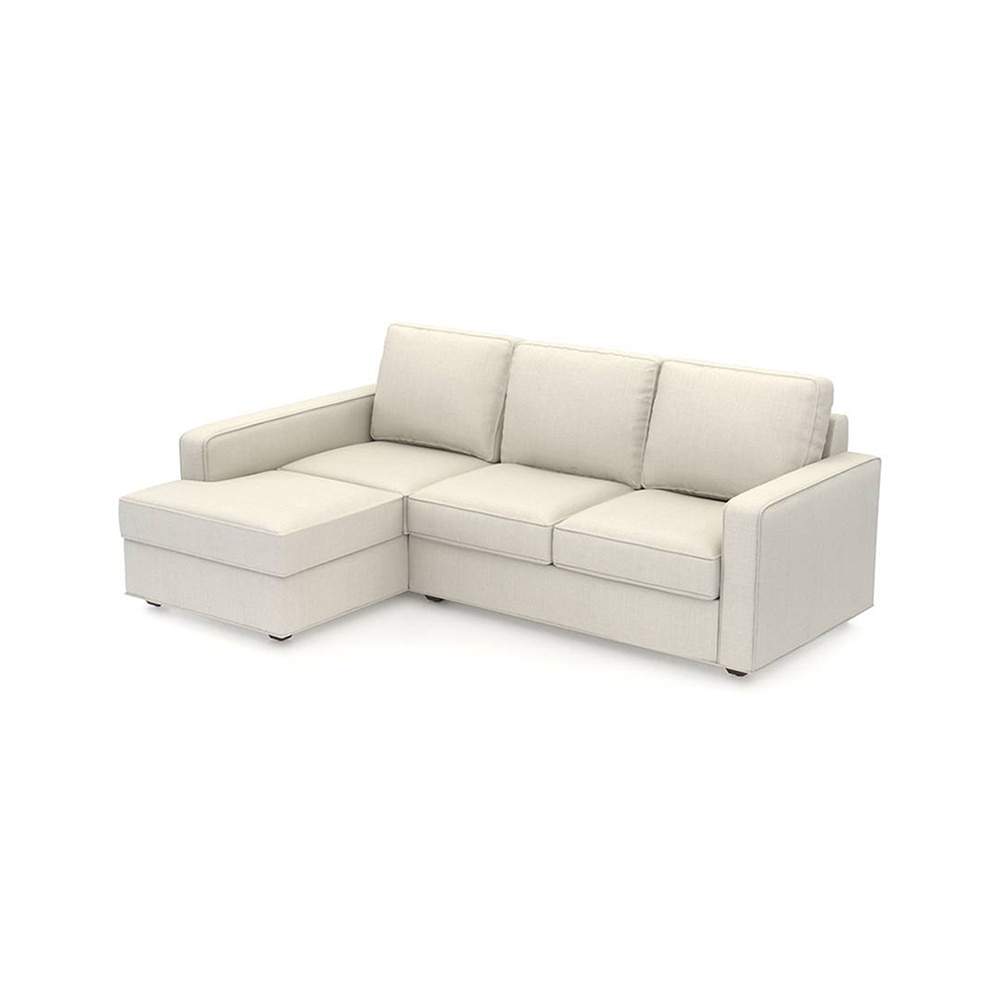 Apollo Fabric Sectional Sofa (Colour : Pearl, Cushion : Soft, Back Type : Regular, Seating Capacity : Left Aligned 2 Seater + Left Aligned Chaise)