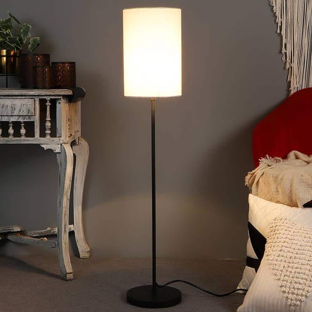 Sebastien White Cotton Shade Floor Lamp