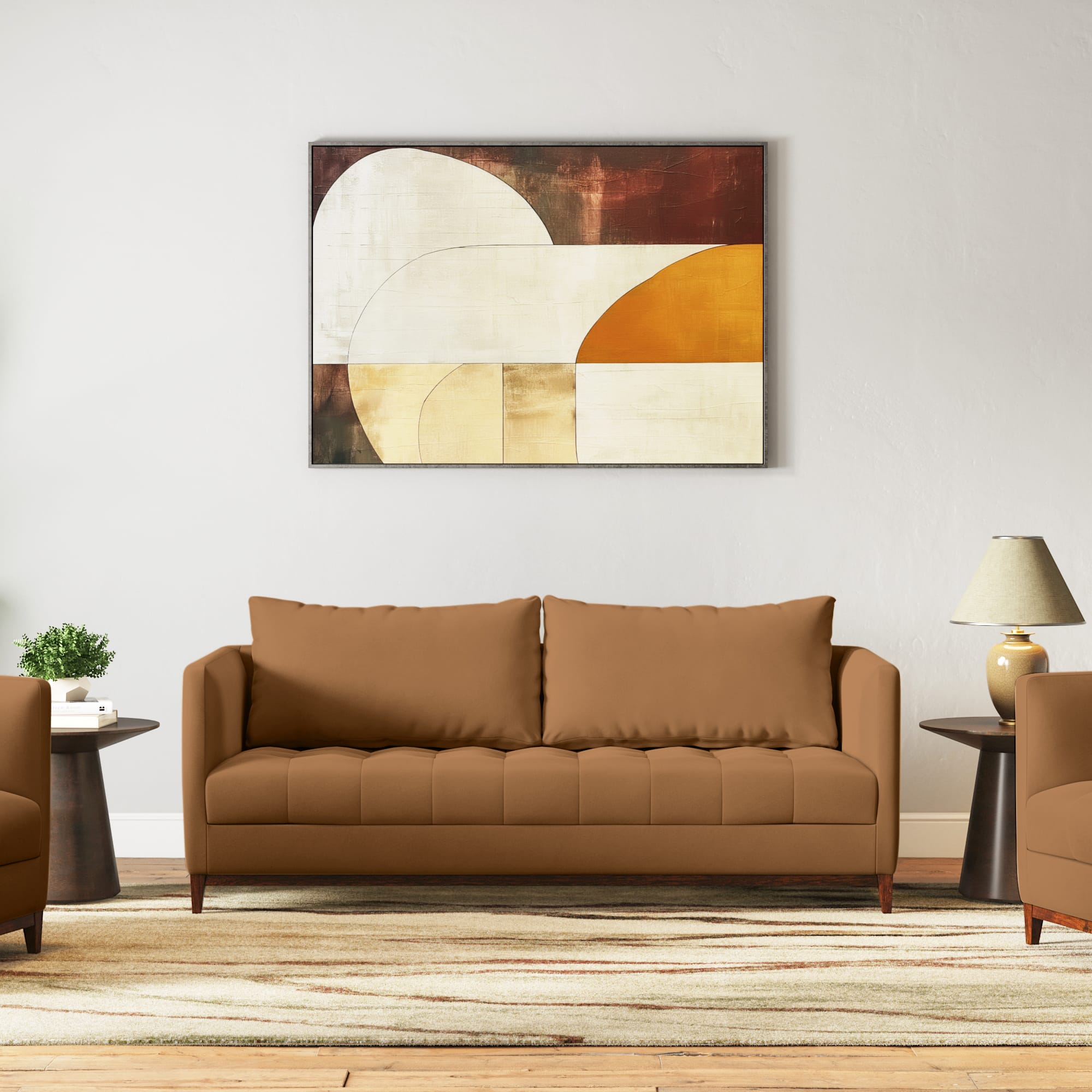 Florence Premium 3 Seater Fabric Sofa in Ochre velvet Colour