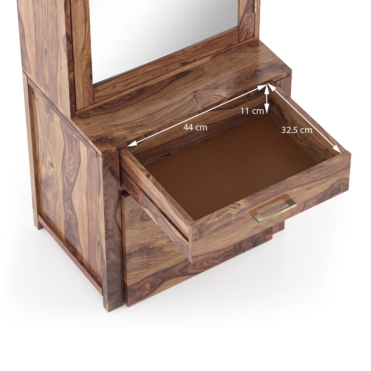 Fidora Dressing Table With Stool in Teak Finish