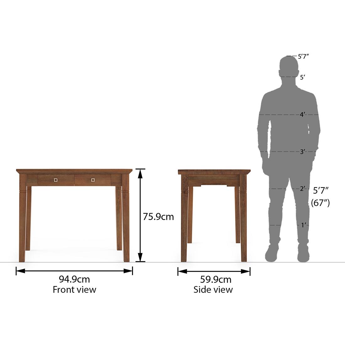 Malabar Solid Wood Study Table in Amber Walnut Finish