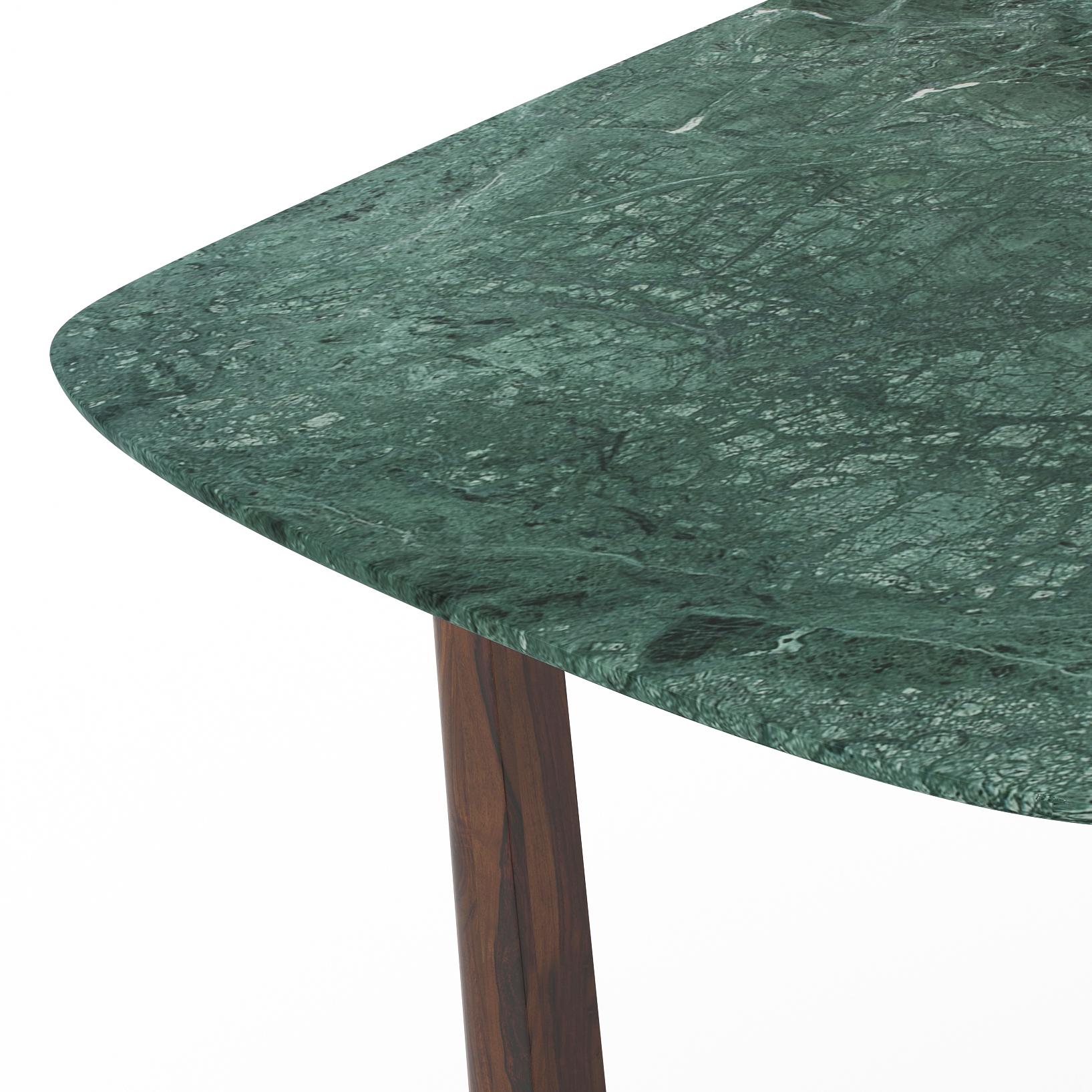 Adria Jade Green Marble 6 Seater Dining Table In Dark Sheesham Finish
