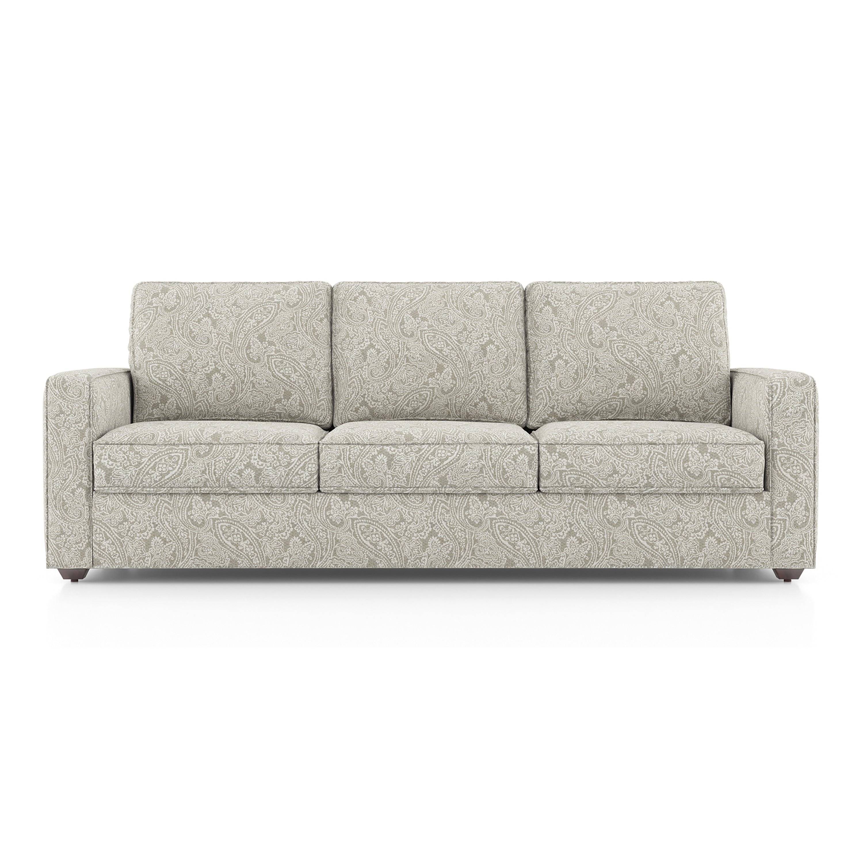 Apollo Compact High Back 3 Seater Fabric Sofa in Monochrome Paisley Colour - Urban Ladder