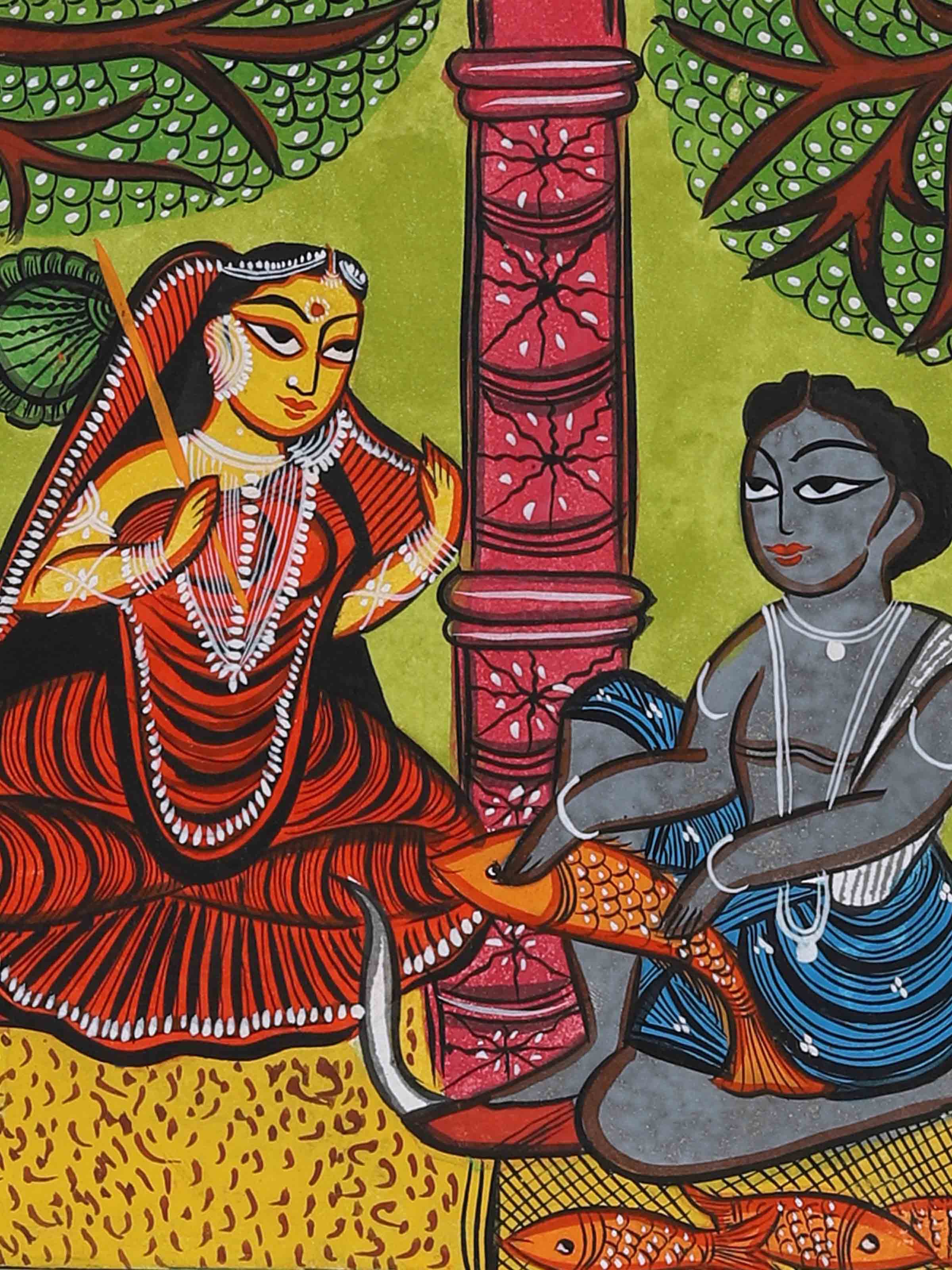Detail shot of Bengal Culture Kalighat Painting