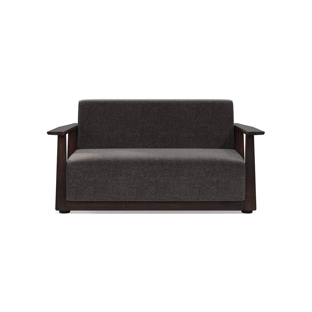 Serra Wooden Sofa - Mahogany Finish (Smoke Grey)