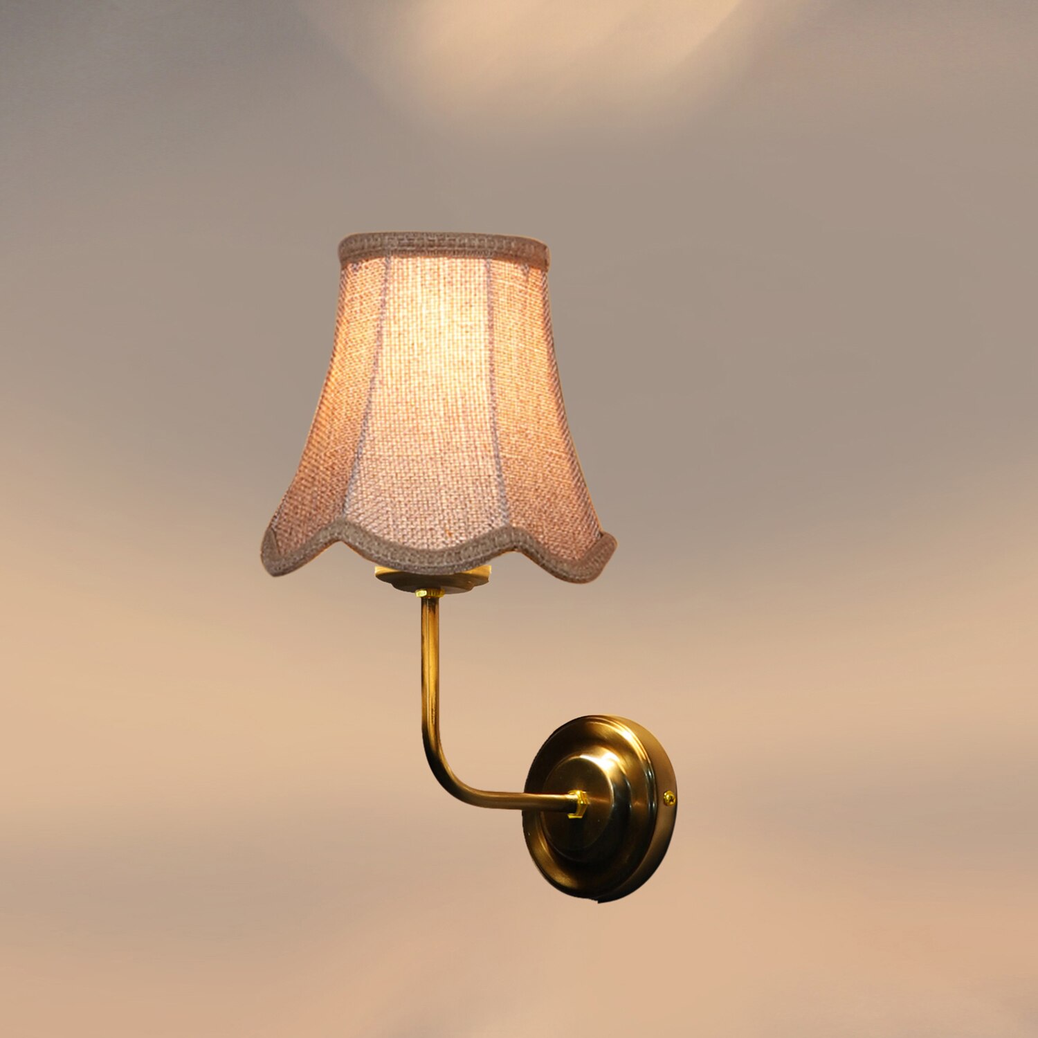 Devansh Gold Wall Mounted Lamp With Beige Jute Shade