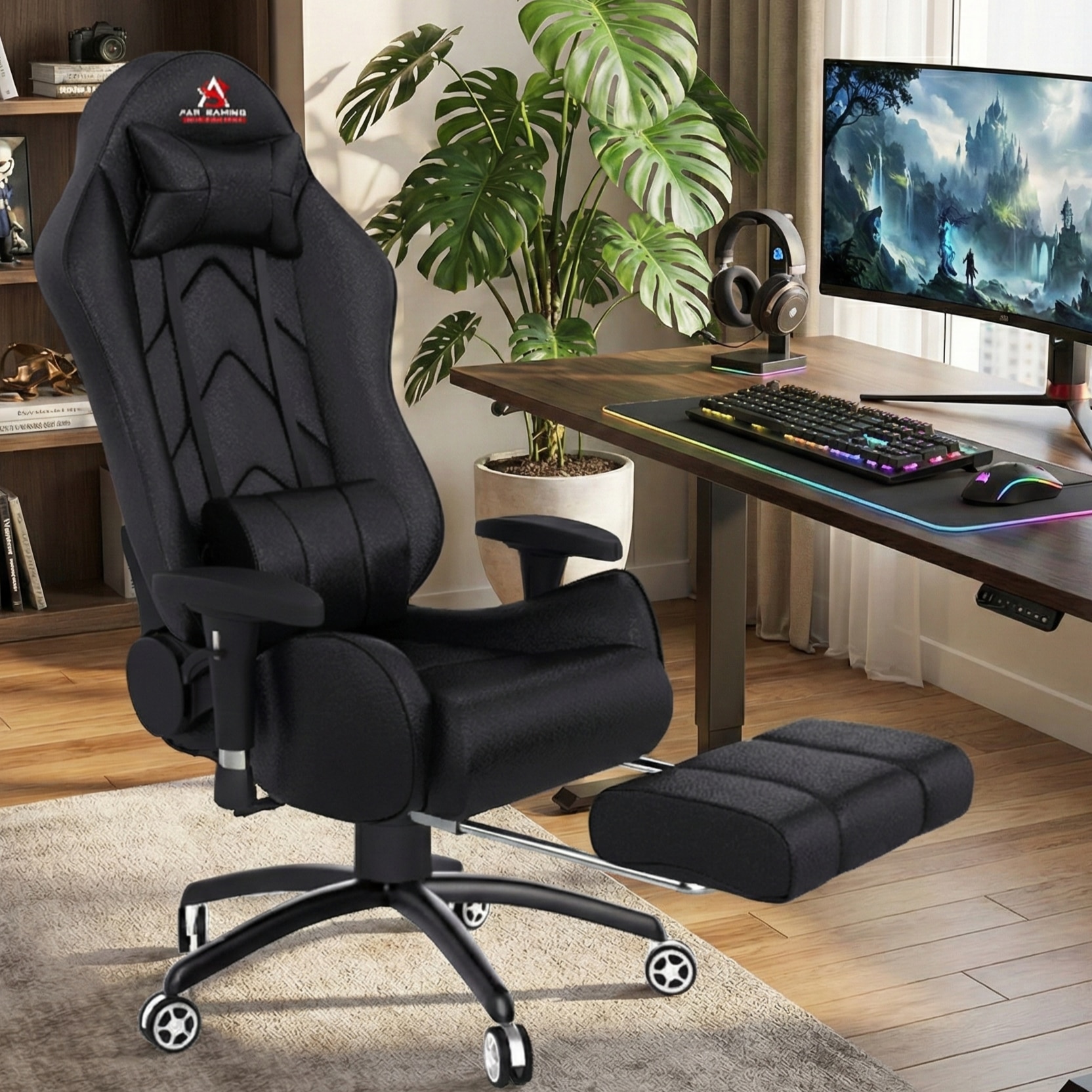 ASE Gaming Gold Series With Footrest Gaming Chair (Black) - Ase Gaming