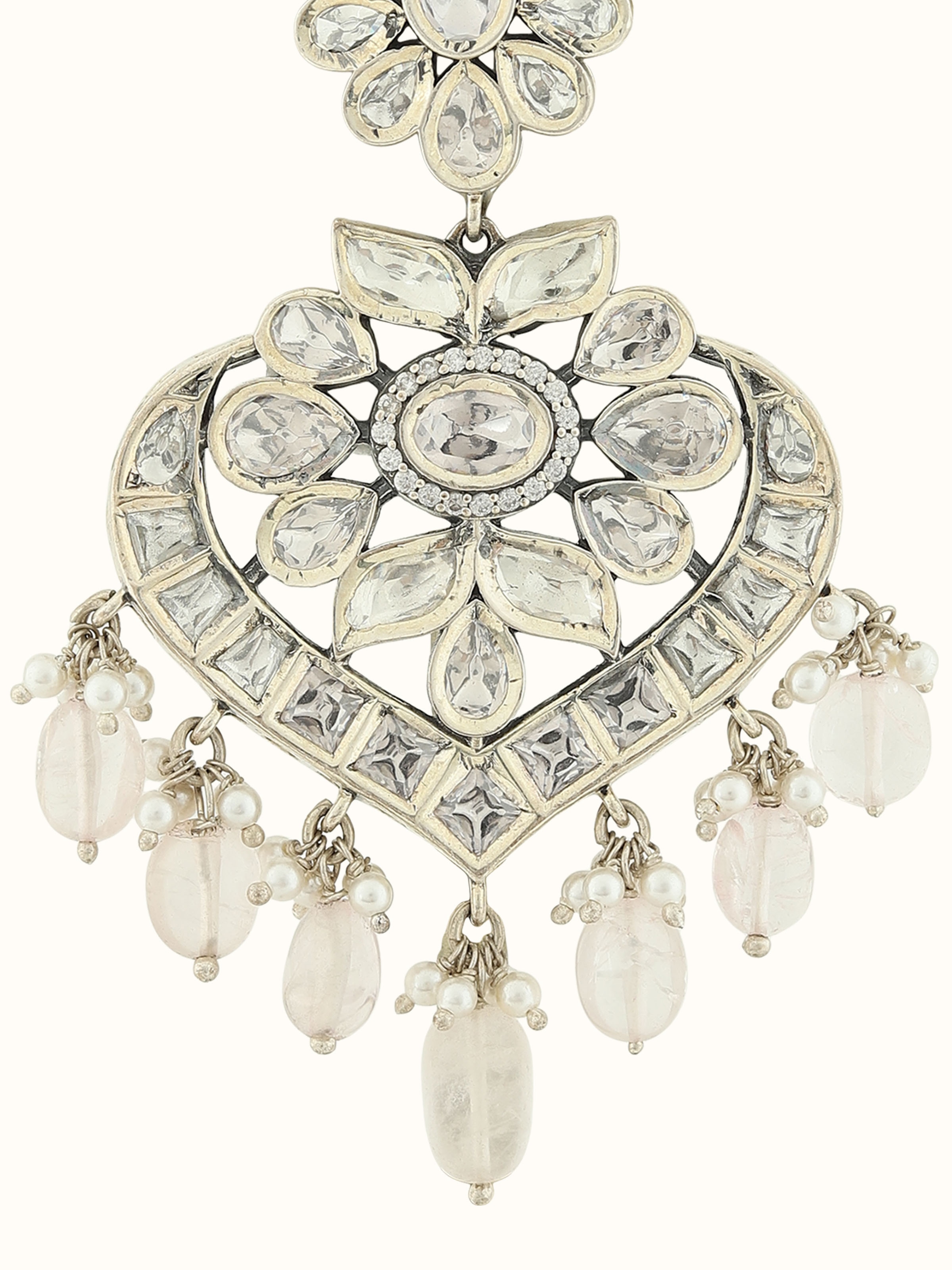 Dank Polki Silver Drop Earrings