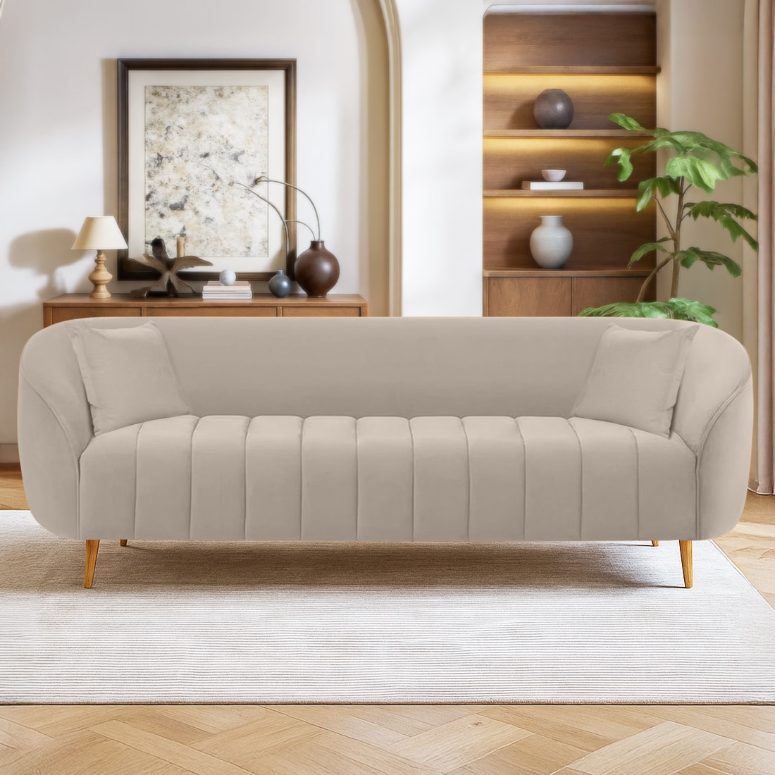 Nero Velvet 3 Seater Sofa in Cream Colour