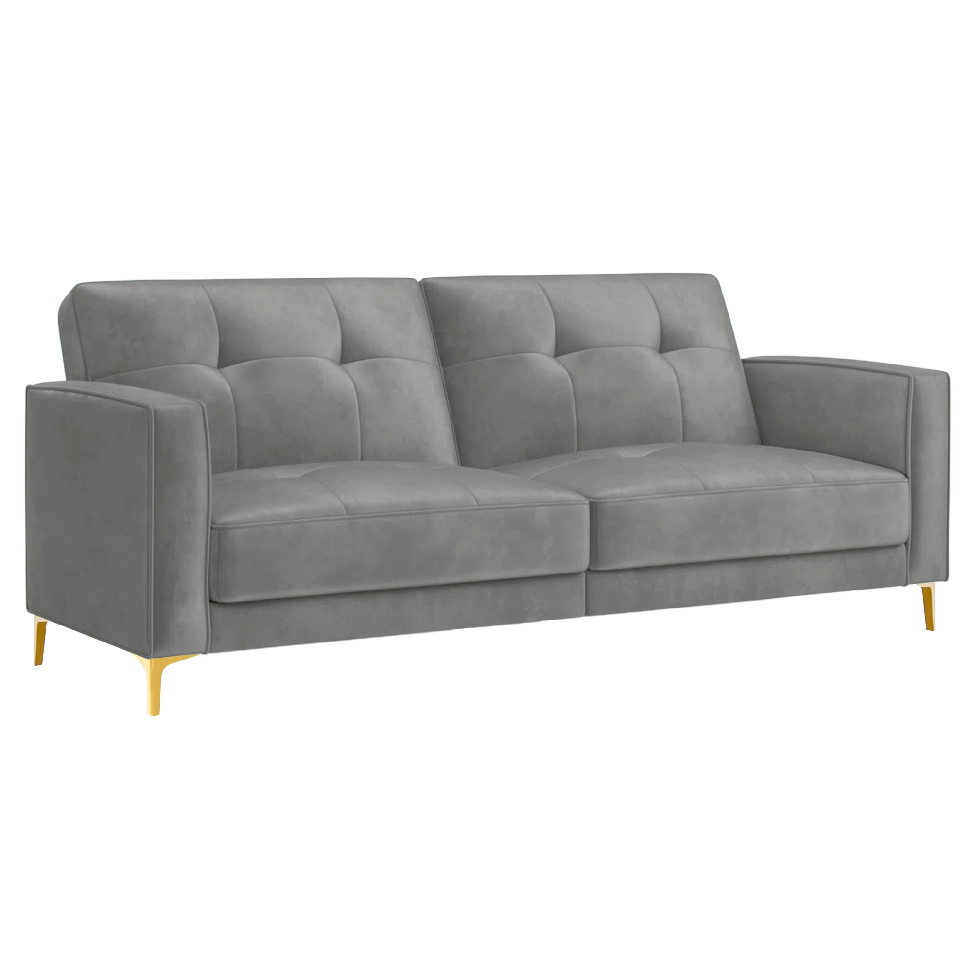 Novelle 3 Seater Velvet Sofa Cum Bed in Grey colour
