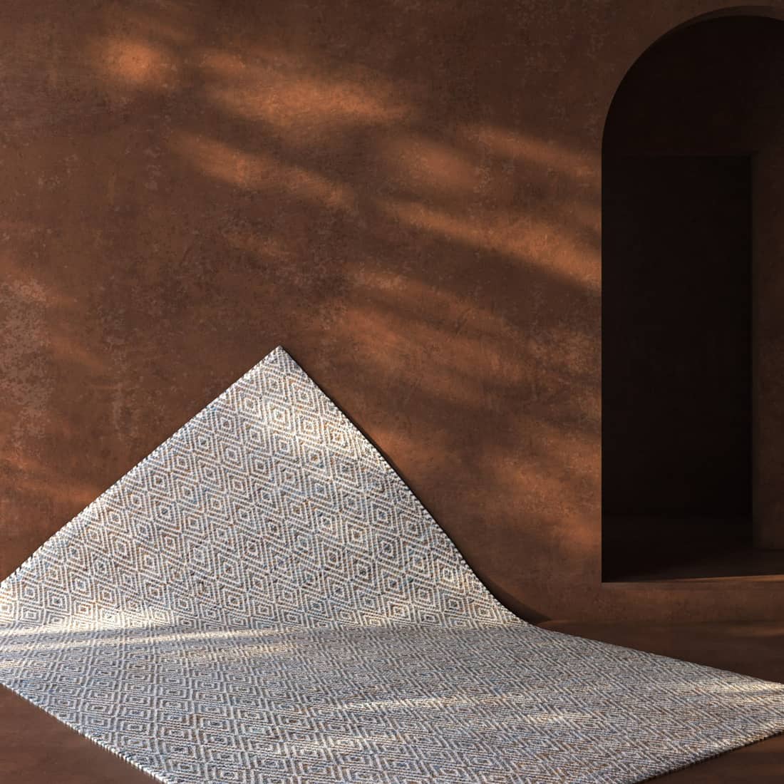 Jaipur Rugs Soft Diamond 6x9 Feet Mineral And Undyed White Wool And Viscose Dhurrie Carpet