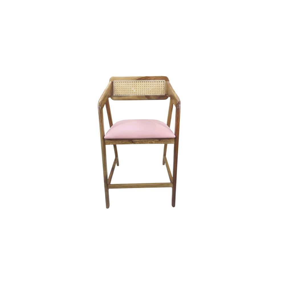 Adikia Solid Wood Lounge Chair In Pink Colour