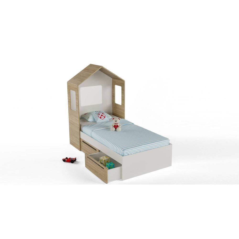 Pine Engineered Wood Box Storage Bed in Oak Colour