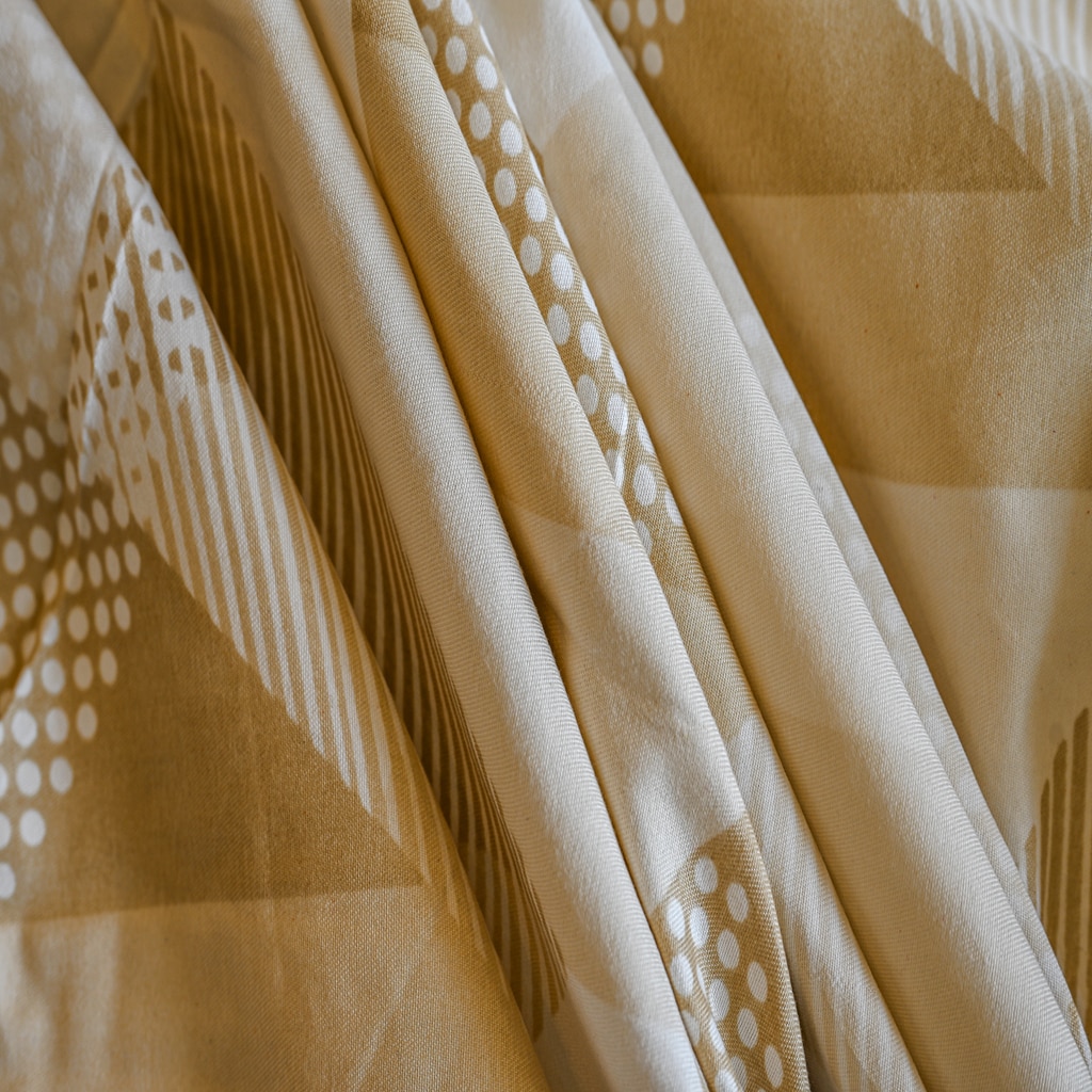 Cream Geometric 210 TC Mix Cotton Flat Super King Size Bedsheet With 2 Pilllow Covers From Threads