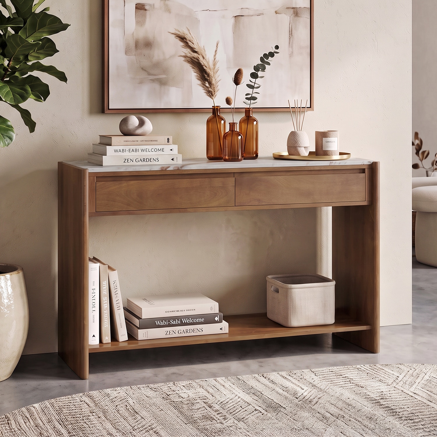 urban ladder Tavo Solid Wood and Toronto Console Table In Antique Amber Finish-picture-15