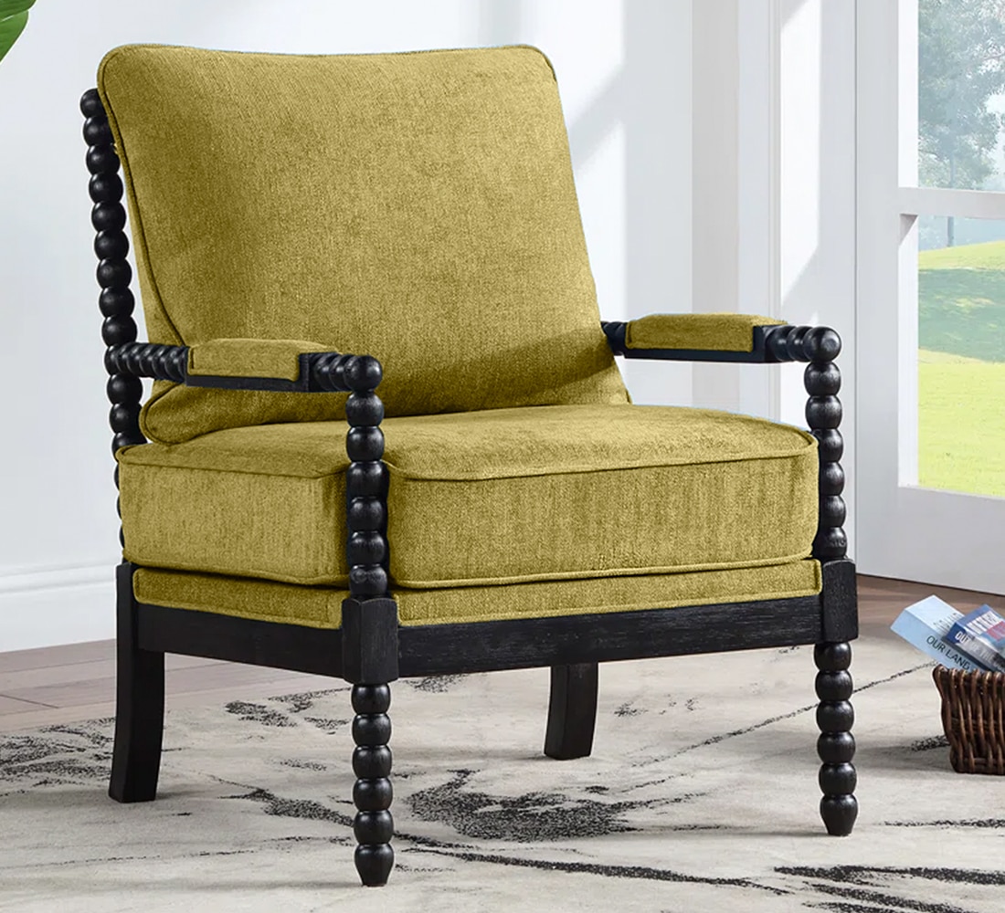 Luxe L in en Fabric Lounge Chair in Green - KURSIWALLAH
