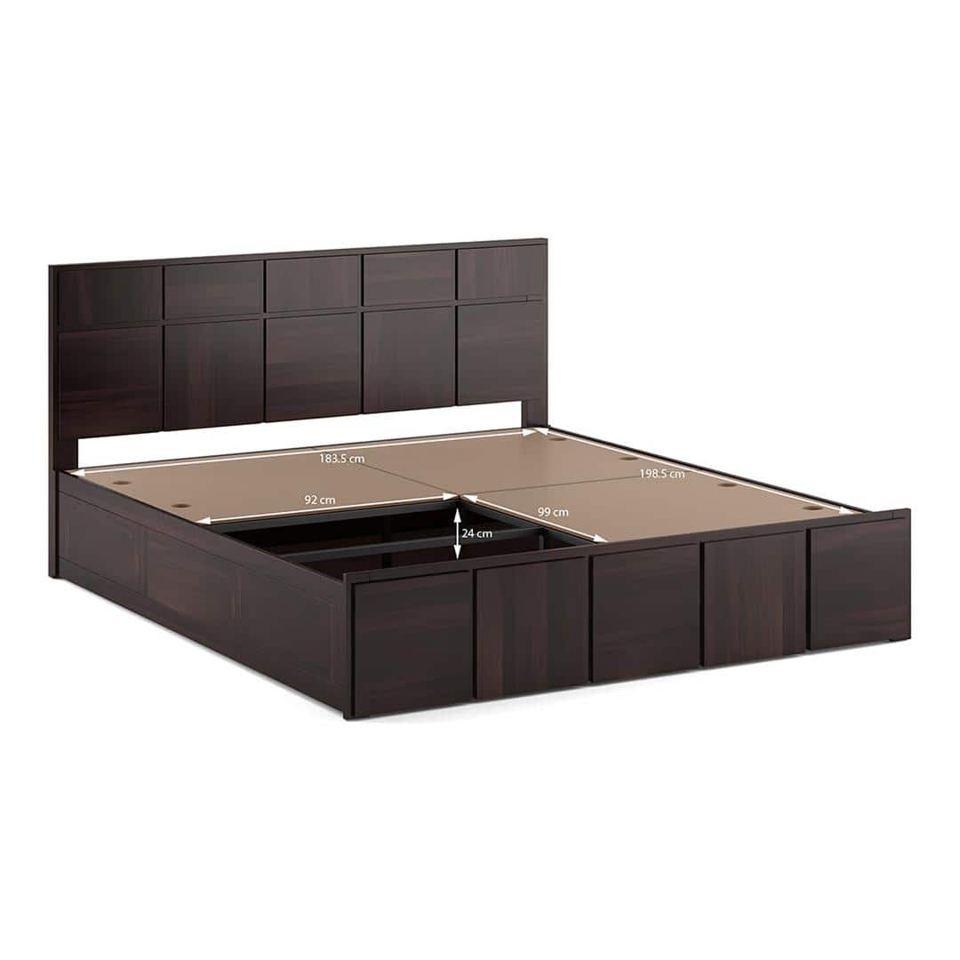 Astoria Solid Wood King Size Box Storage Bed In Mahogany Finish