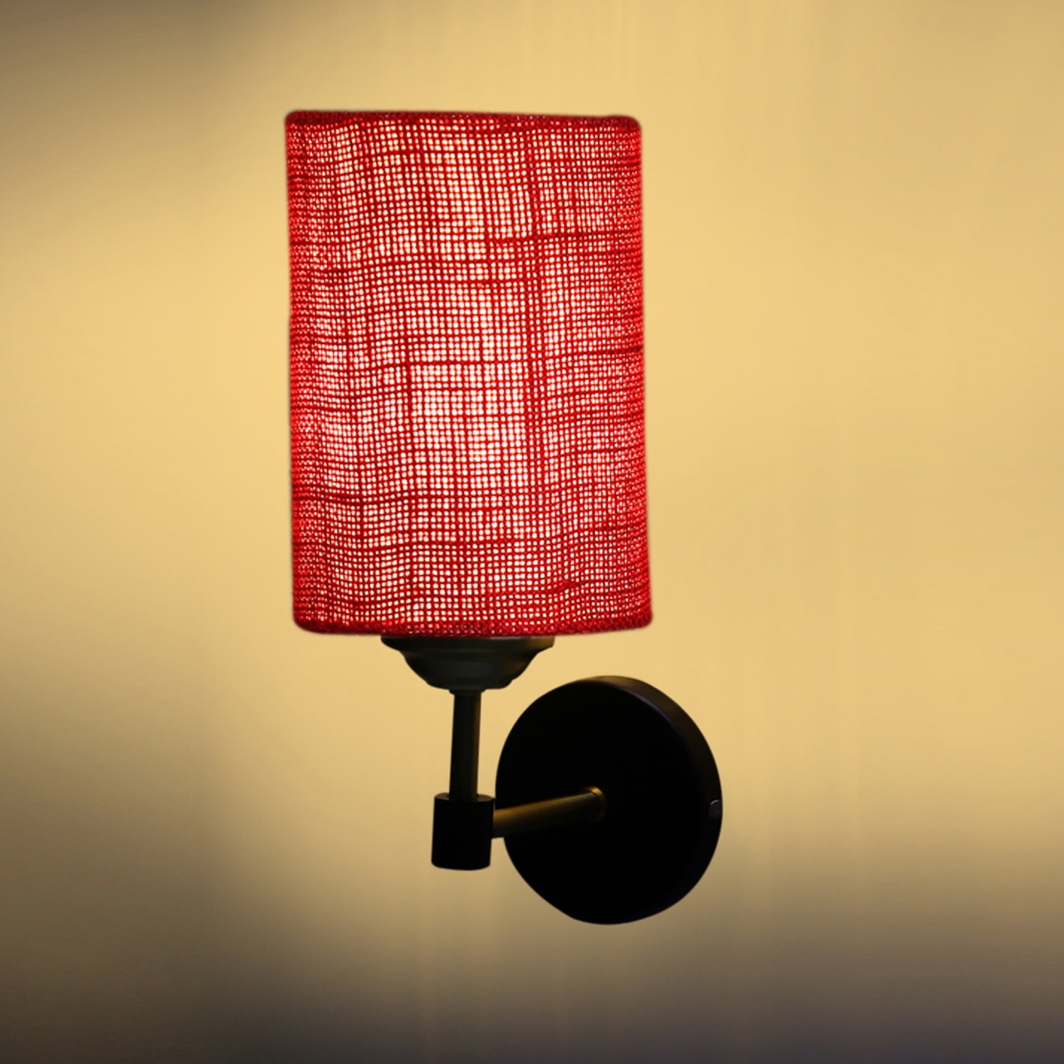 Devansh Metal Electric Wall Light in Black Colour with Maroon Shade Count of 1 Light - Devansh