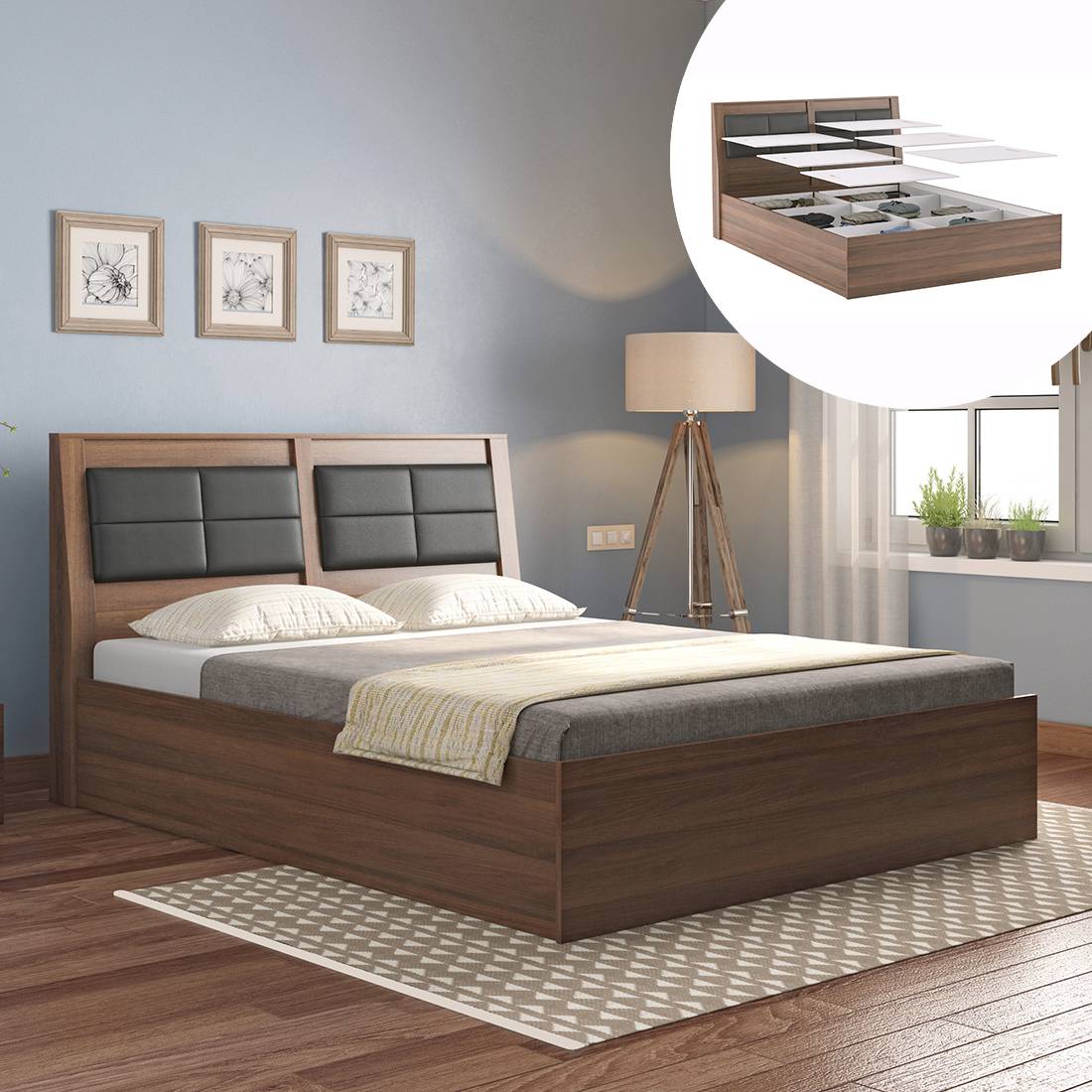 Pico Non-Storage Bed Size - Queen Finish - Classic Walnut-image-12