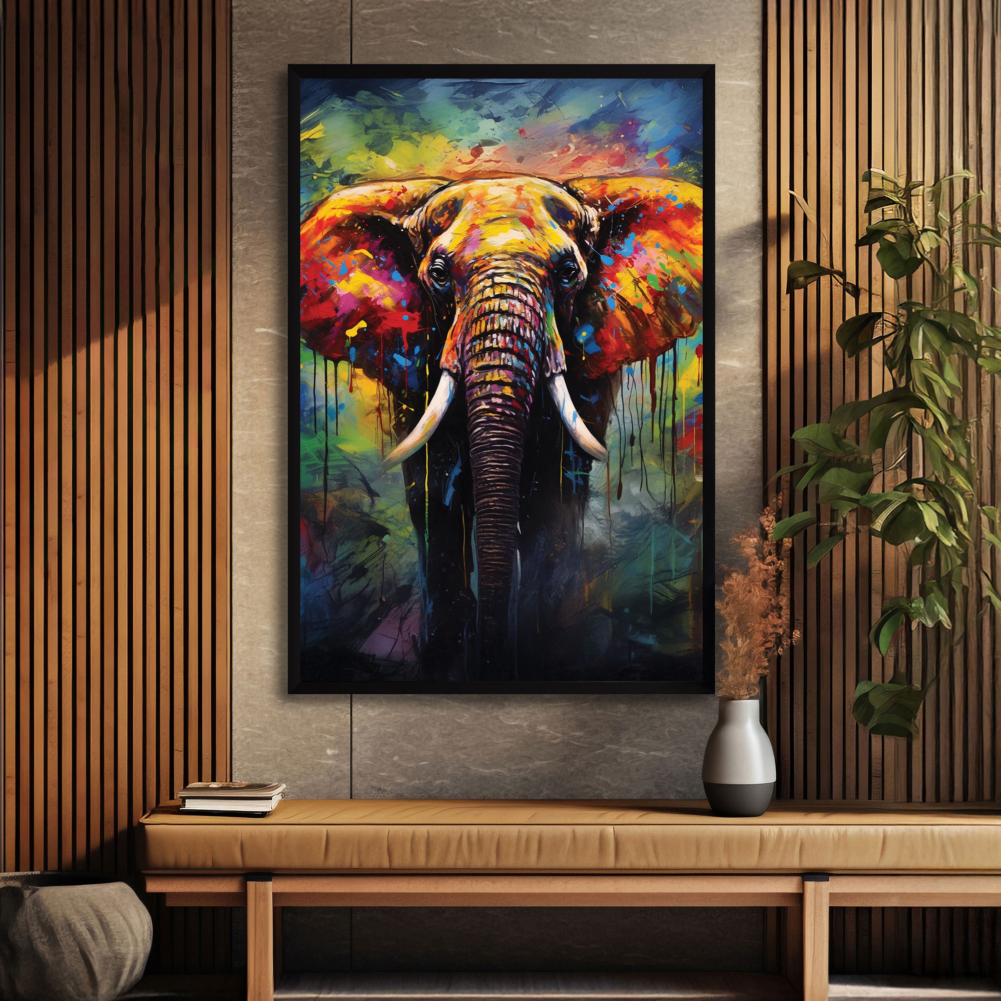 The Castle Decor Elephant Wall Art Framed Painting 20x30 Inch