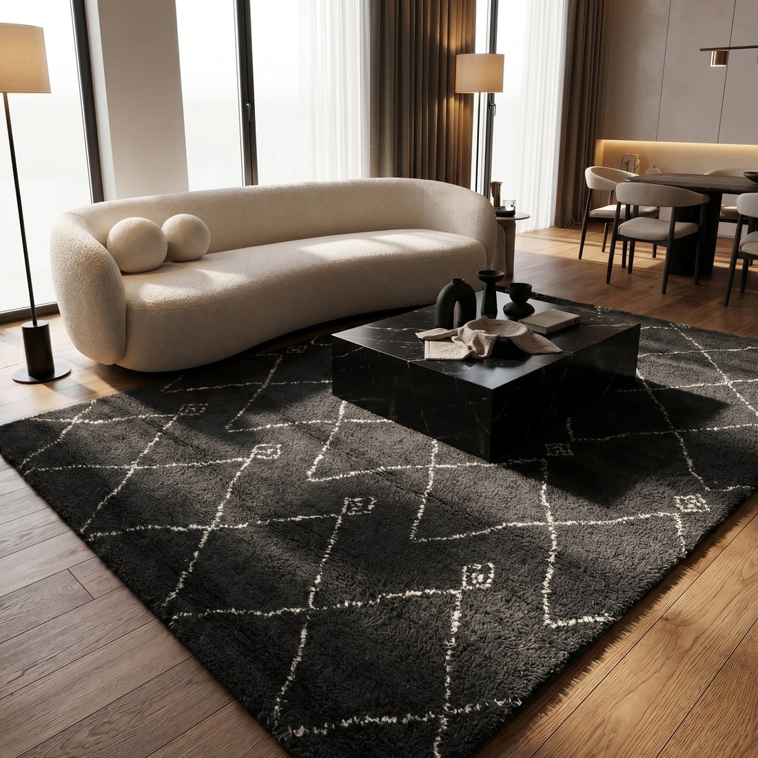 Jaipur Rugs Trellis Wool 4x6 Feet Black Olive And Winter White Hand Knotted Rug Carpet