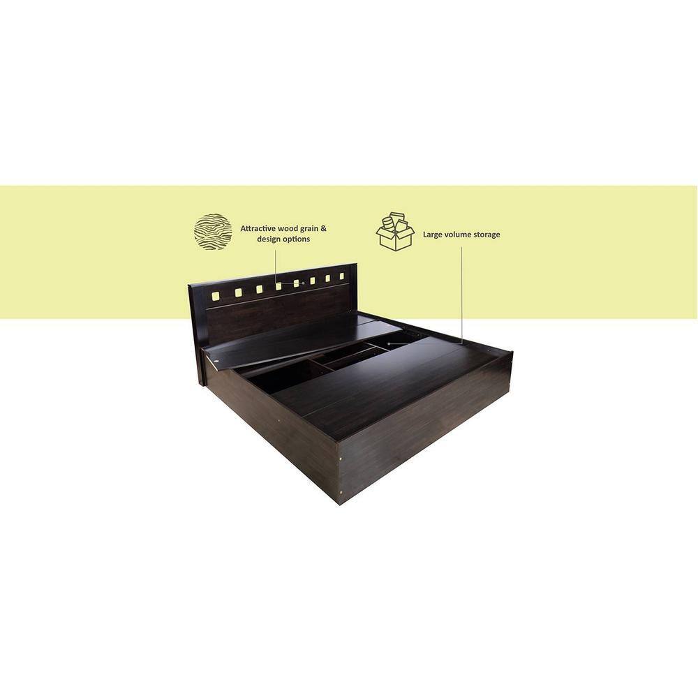 Erinnyes Solid Wood Queen Size Drawer Storage Bed In Melamine Finish