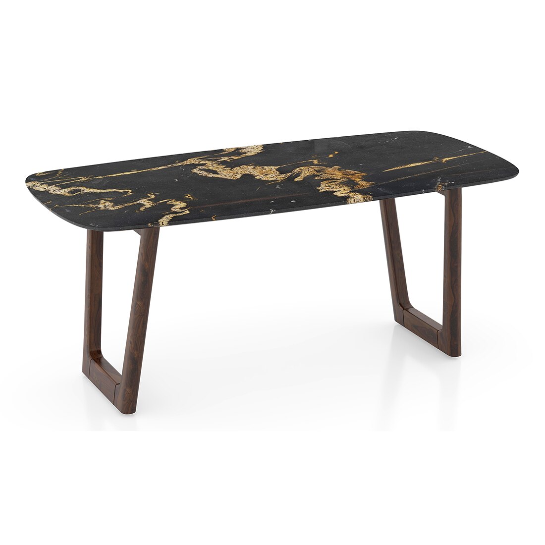 Adria Copa Cabana Black Stone 6 Seater Dining Table In Dark Sheesham Finish