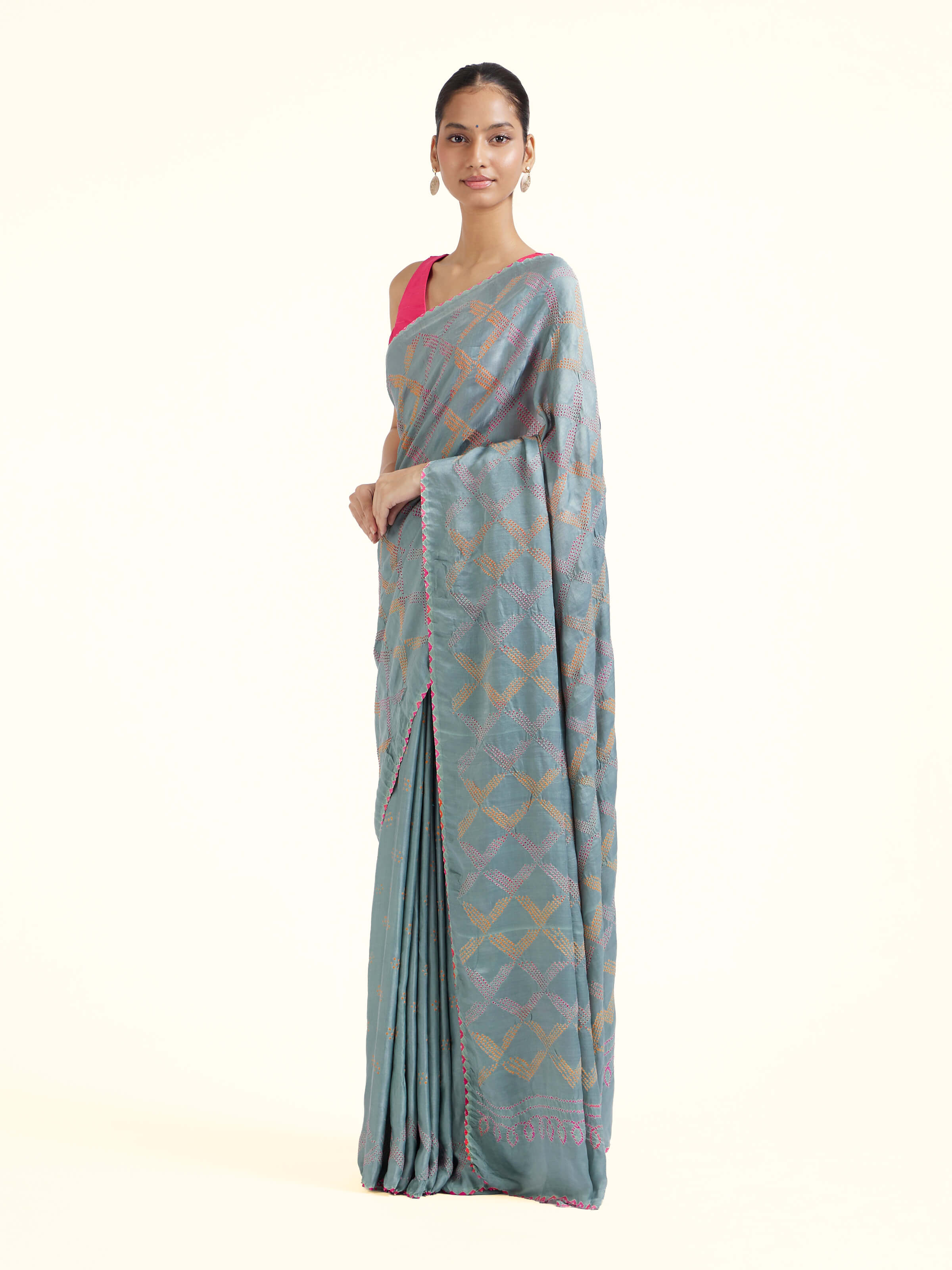 Light Green Silk Tie & Dye Bandhani Saree