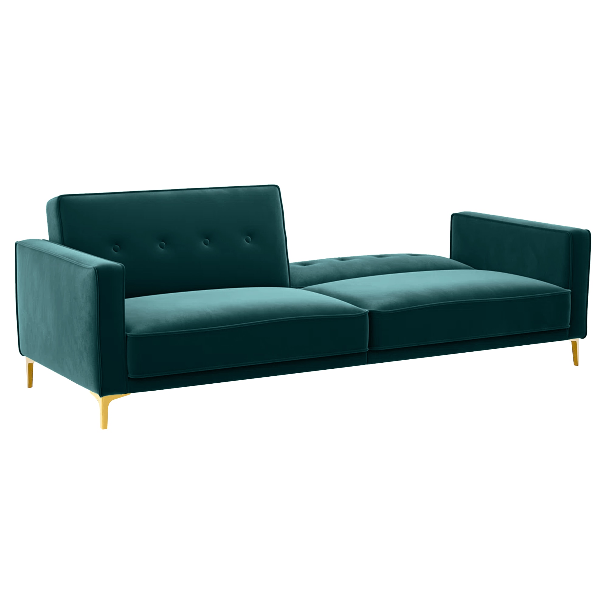 Calisa 3 Seater Velvet Sofa Cum Bed in Teal Blue colour