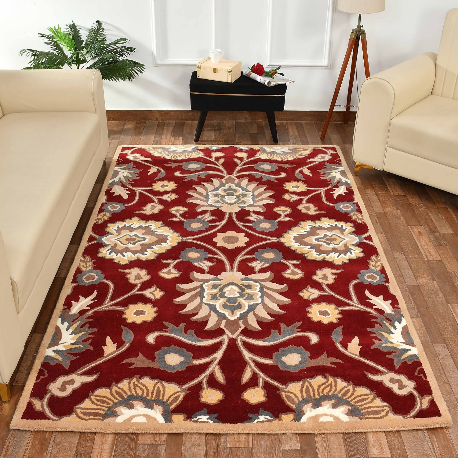 Presto Red Traditional Hand Tufted Wool Carpet 6X9 Feet - Presto