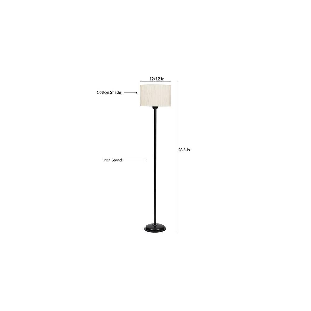 Frasier Black Cotton Shade Floor Lamp