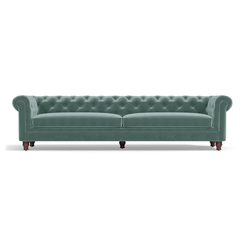 Winchester Luxe 4 Seater Fabric Sofa in Dusty Turquoise Velvet Colour