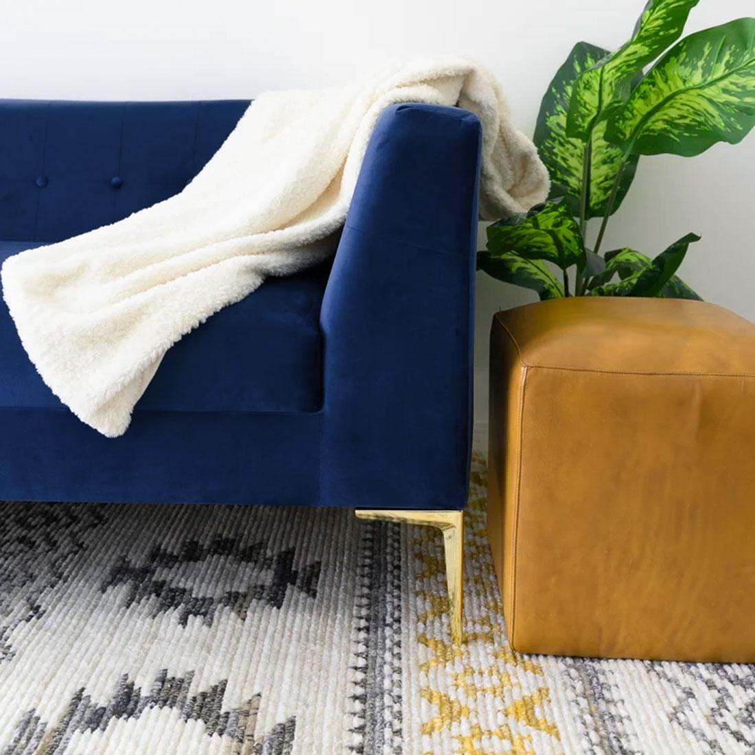 Alpha Fabric Sofa - Navy Blue