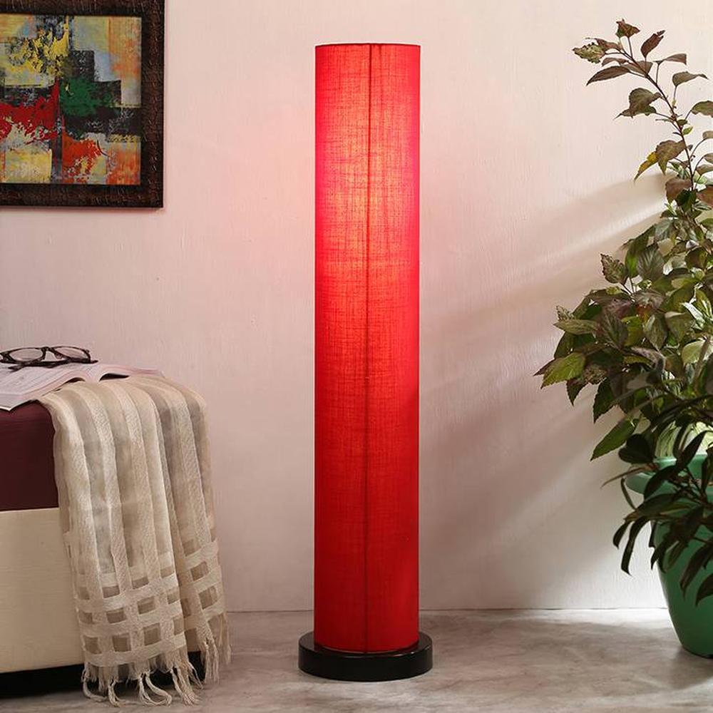 Charlee Red Cotton Shade Floor Lamp
