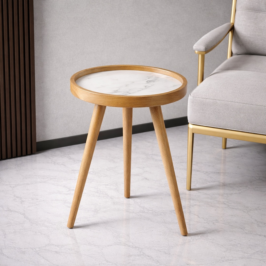 Marwood Round Table Large by De Maison Decor in Classical Design in White Finish