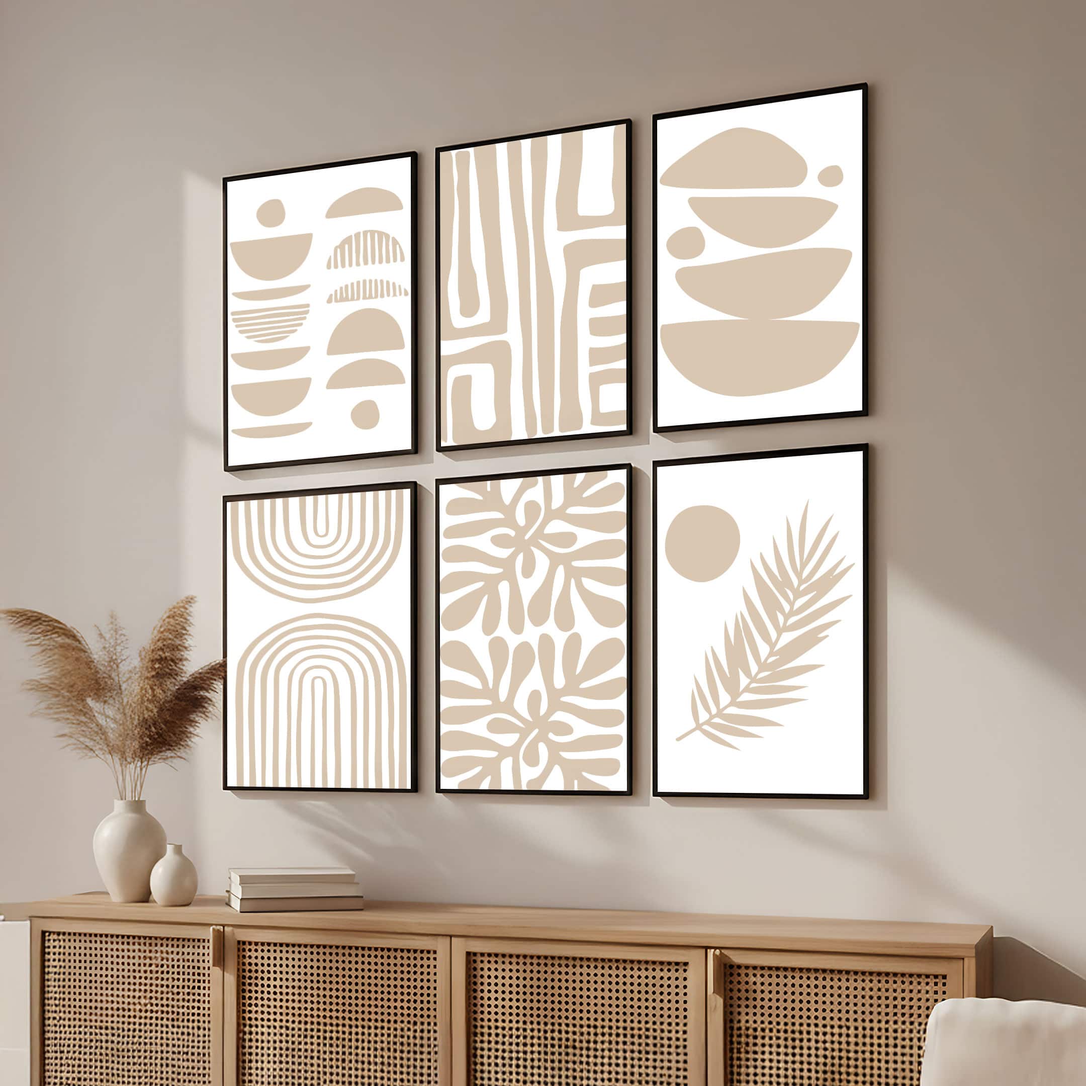 The Castle Decor Boho Abstract Botanical Wall Art Set of 6 Design 3 11x17 Inch - The Castle Decor