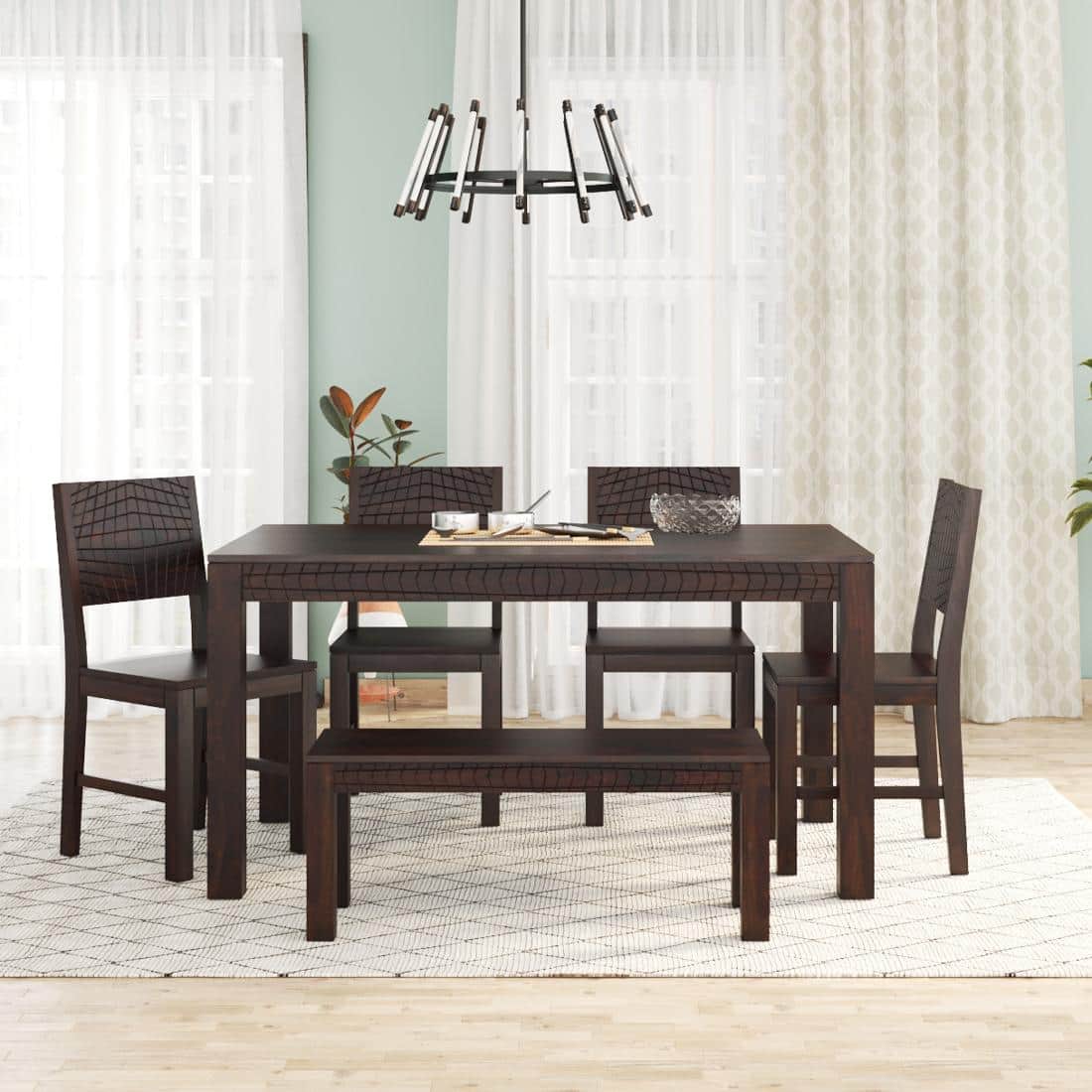 Noguchi Six Dining Set With Bench