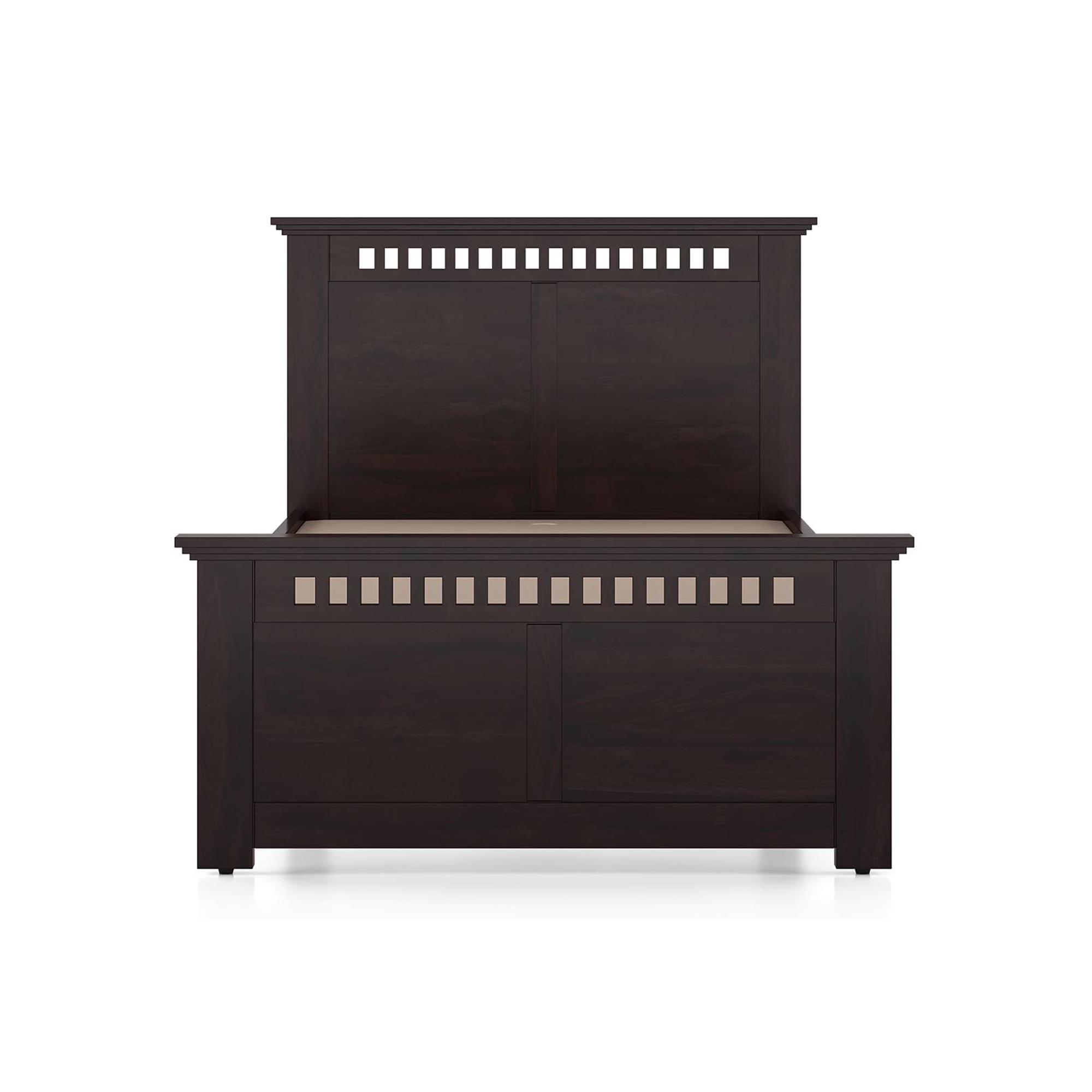 Fidora Solid Wood Single Size Non Storage Bed in Mahogany Finish