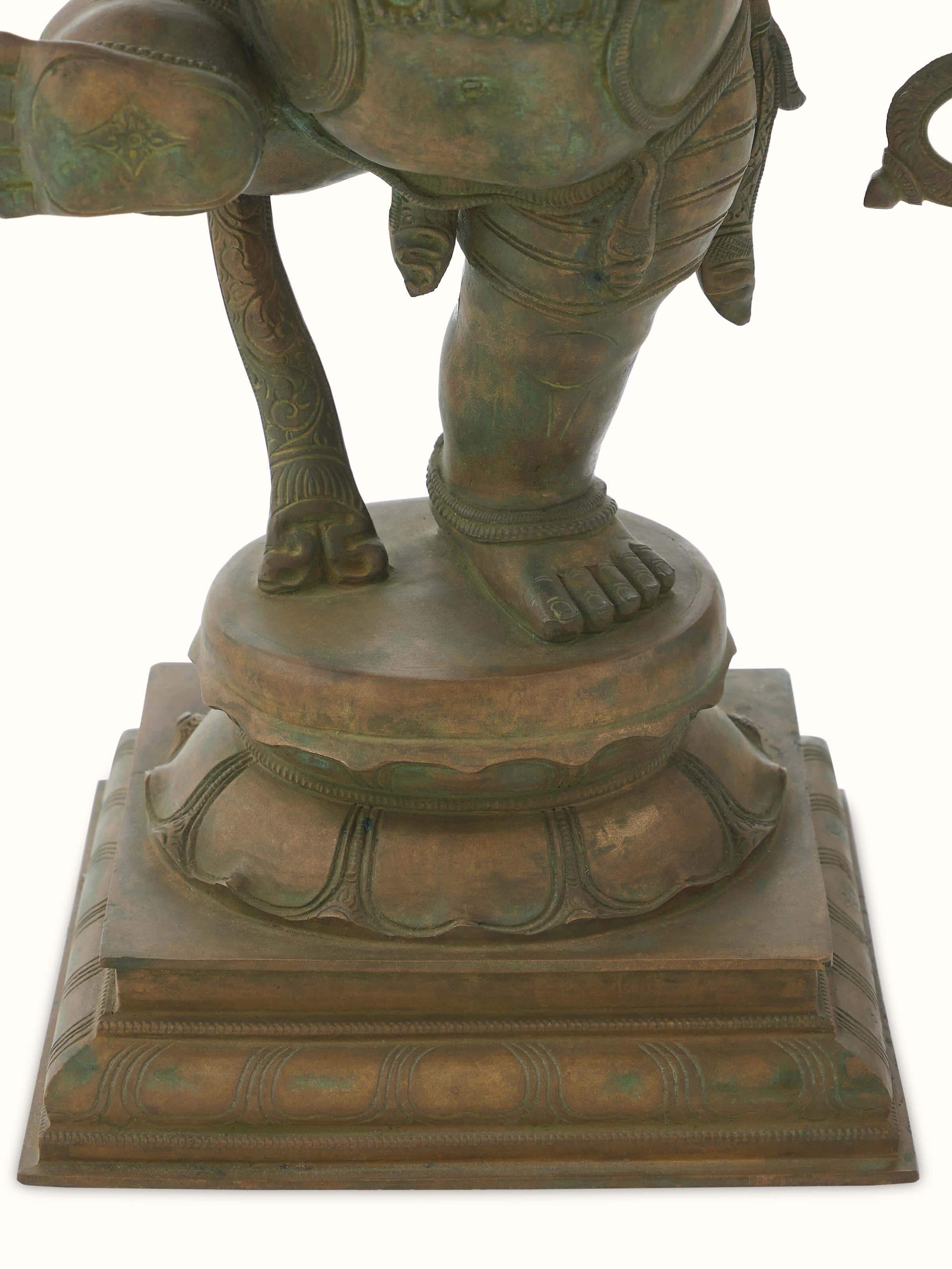 Back view of Mystical Bronze Casting Ganesha Idol revealing the smooth surface and artistic design.