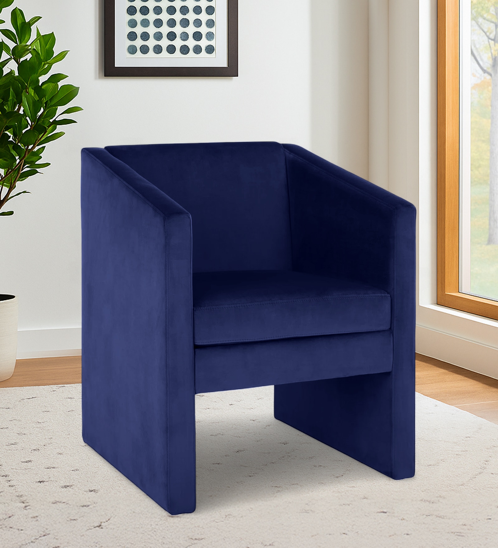 Shuntina Accent Velvet Chair in Navy Blue Colour
