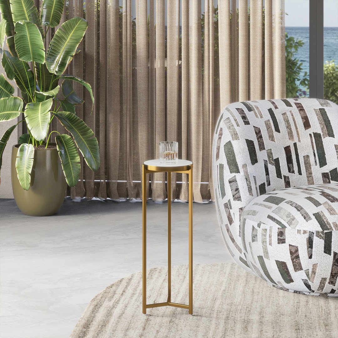 Midori Metal Drink Table in Gold Finish