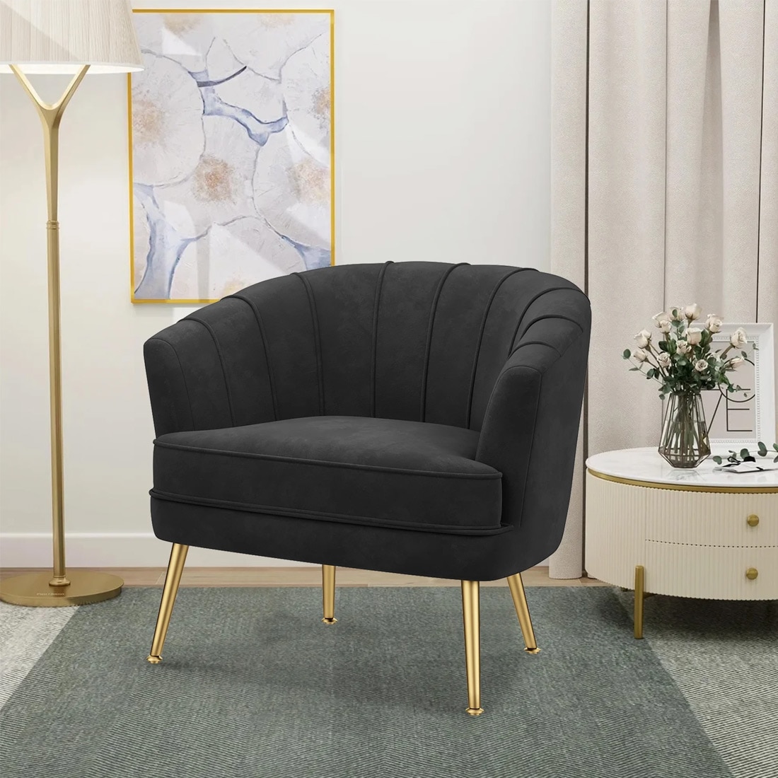 Carl Solid Wood Accent Chair in Black Colour - Home Lifestylez